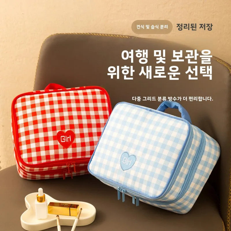 Storage Organizer Large Capacity Makeup Bag Portable Double-layer Clothing Storage Bag Handheld Waterproof Toiletry Bag Girl