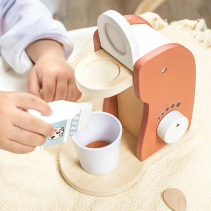 Blender Simulation Wooden Coffee Machine Montessori Interactive Kitchen Pretend Play Toy Early Learning Exquisite
