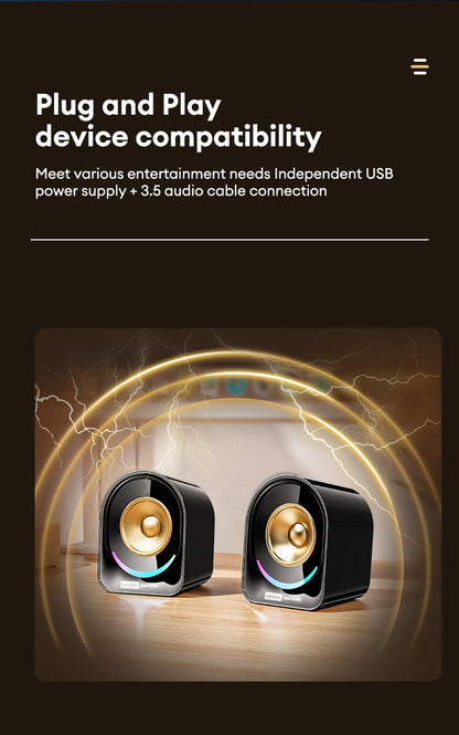 Original Lenovo A02 Wireless Bluetooth Speakers Deep Bass Sound Outdoor Soundbox Music RGB Lighting Long Standby Loudspeakers