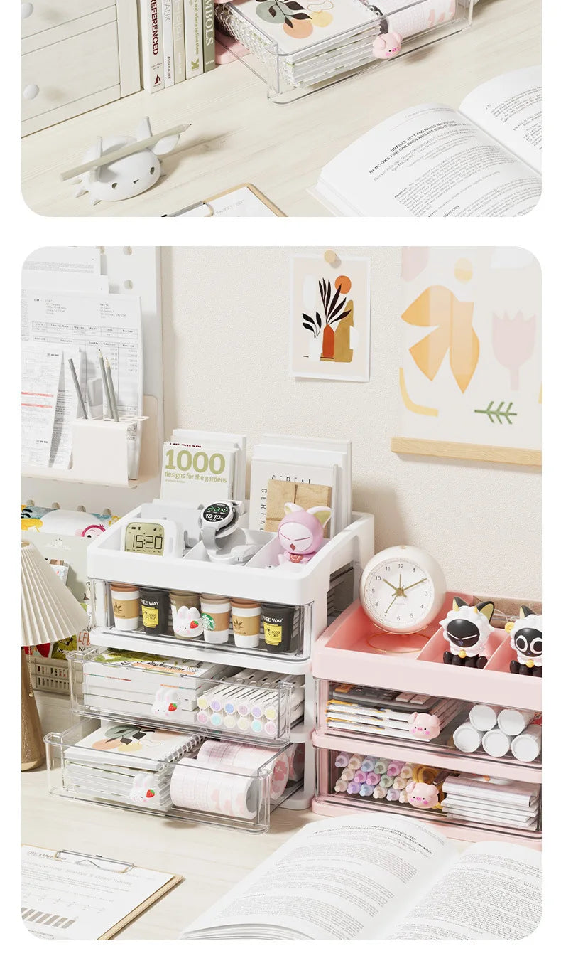 5 Tier Stationery Handbook Student Desktop Organizer, Organizer Drawers, Hair Accessories Organizer for Kids, Pen Holder Shelf