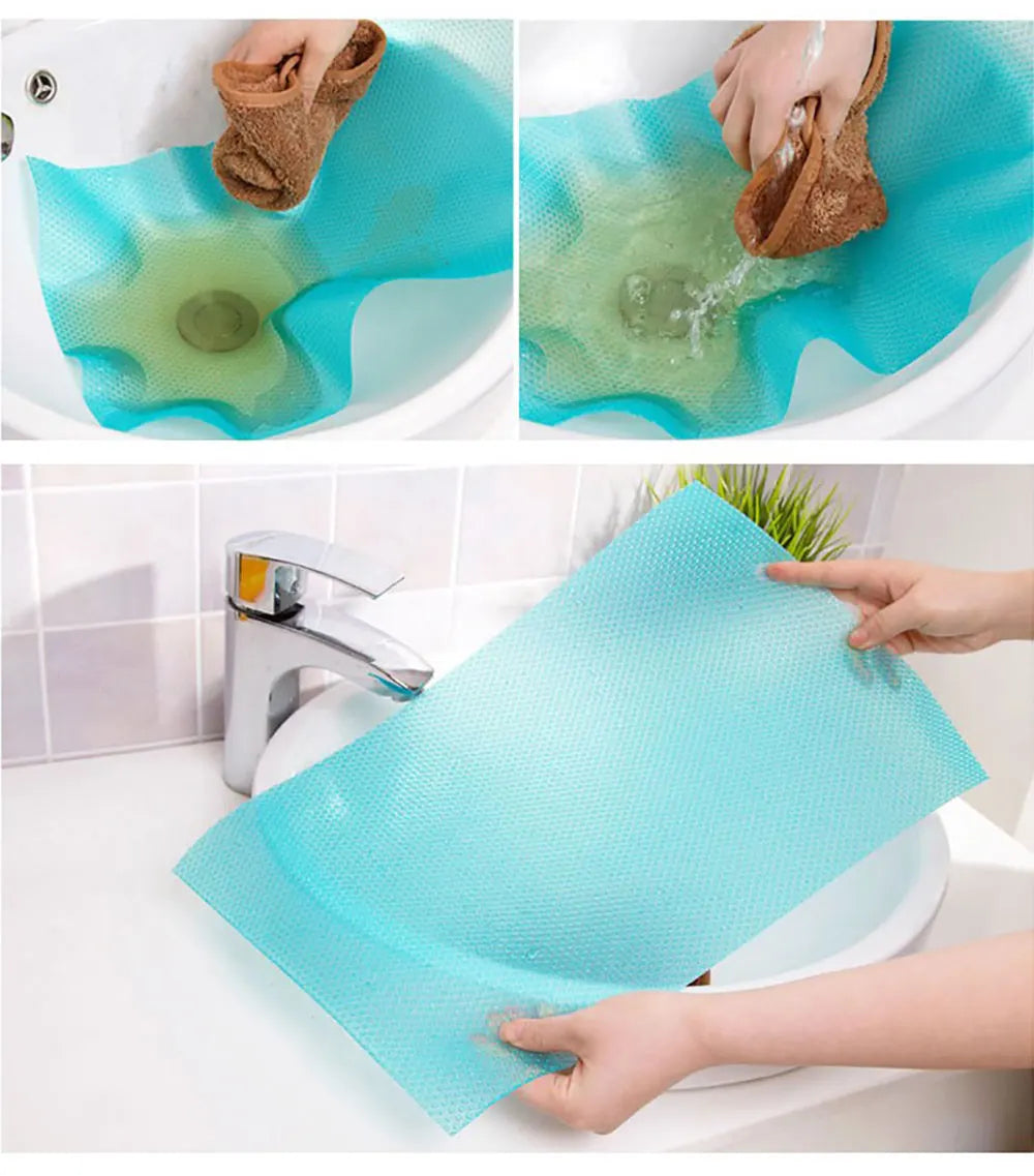 Silicone world Reusable Cabinet Mat Drawer Mat Shelf Liners Moisture-Proof Waterproof Dust Anti-Slip Fridge Kitchen Table Pad