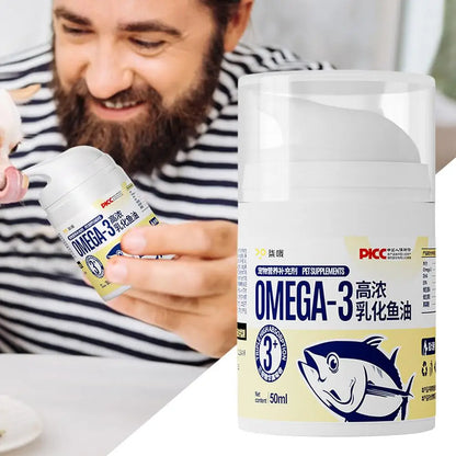 Pet Fish Oil For Cats 50ml Pet Liquid Food Supplements Highly Concentrated Press Type Small Dog Cat Fish Oil Promotes Heart Skin