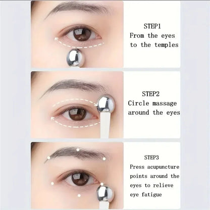 Stainless Steel Eye Cream Applicator with Roller Ball, Dual-Ended Massage & Application Tool, Facial Face Skin Care Tool