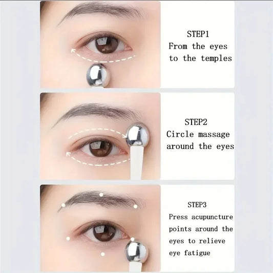 Stainless Steel Eye Cream Applicator with Roller Ball, Dual-Ended Massage & Application Tool, Facial Face Skin Care Tool