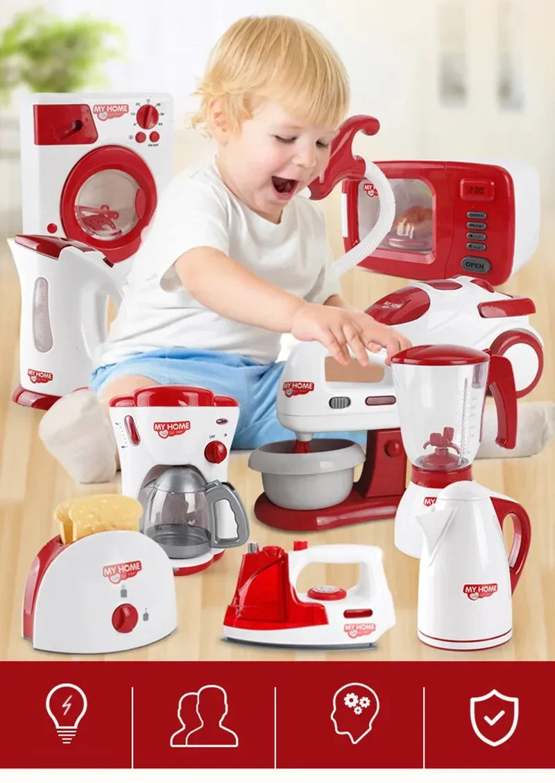 Kitchen Appliances Toys Toy Kitchen Set for Kids Play Kitchen Doll House Accessories Blender Coffee Maker Machine Mixer Toaster