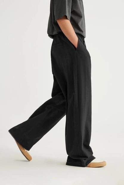INFLATION Bamboo Cotton Linen  Wide Leg Pants 2024 Spring Summer All-match Casual Mens Trousers