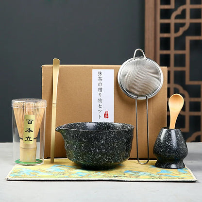 Matcha Set Kit Japanese Ceremony Green/Pink/White With Bamboo Spoon/Scoop, Whisk Holder, Matcha Bowl Matcha Gift Set