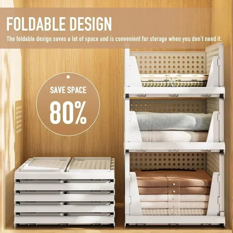 Stackable Clothes Storage Drawer Folding Plastic Organizer High-capacity Layered Partition Clothes Basket Household Storage Box