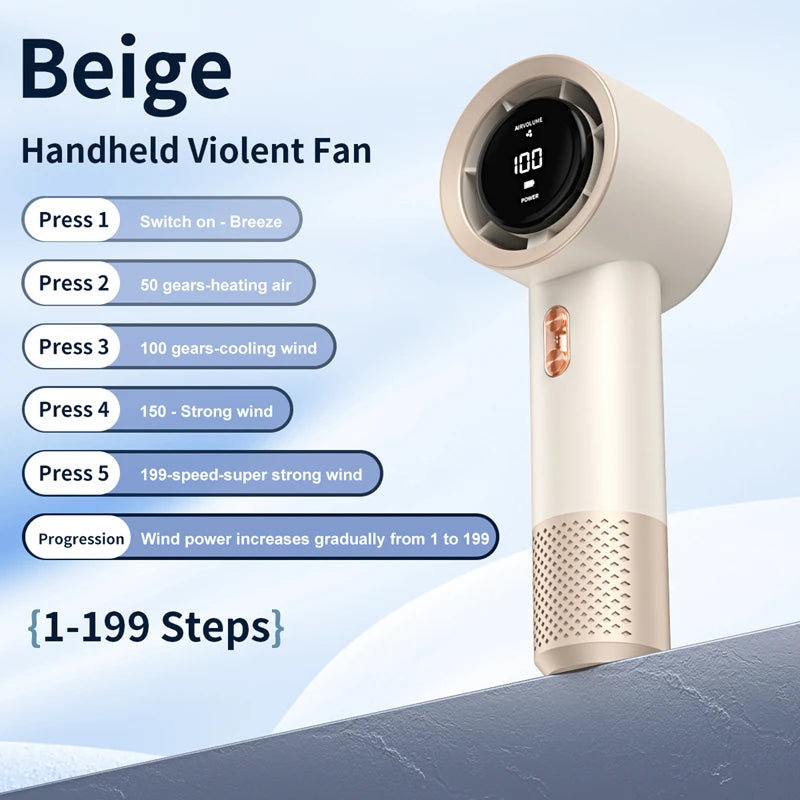 Xiaomi Portable Handheld Electric Fan High Speed Bladeless Fan USB Charging Silent Air Conditioner Digital Display Electric Fan