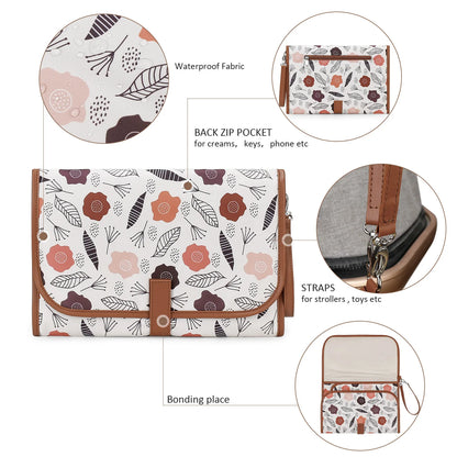 New Portable Diaper Changing Pad, Portable Changing pad for Newborn Girl & boy - Baby Changing Pad with Smart Wipes Pocket