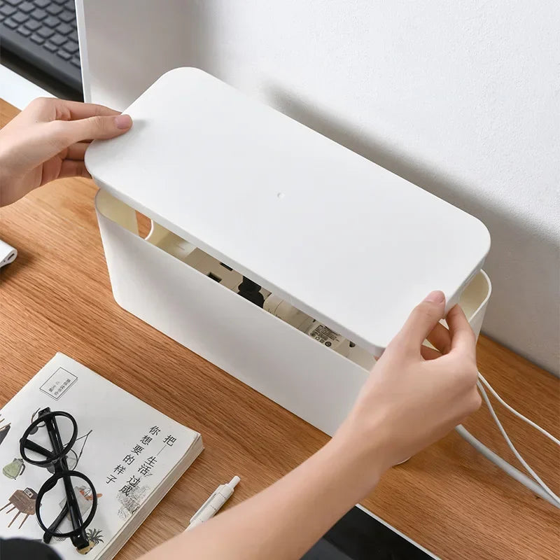 Cable Management Box Desktop Power Strip Storage Box Dustproof Socket Storage Box Home Wire Case Wire Management Cable Organizer