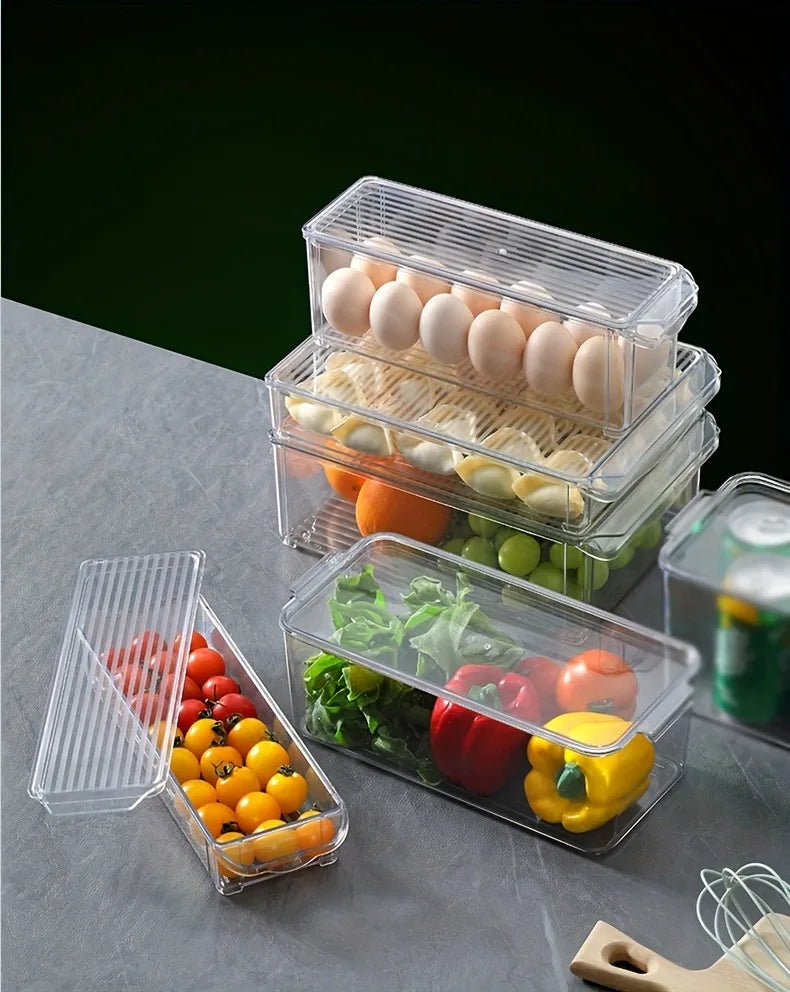 Fridge Organizer Stackable Refrigerator Organizer Bins with Lids Clear Fruit Storage Containers Freezer Pantry kitchen Organizer