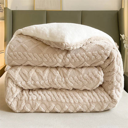 Super Thick Weighted Winter Blanket for Bed Faux Lamb Cashmere Plush Fleece Throw Queen King Size Cozy Warm Quilt Comforter