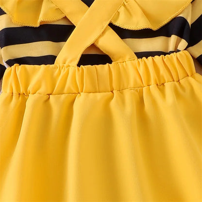 Newborn Baby Girl Halloween Outfit Long Flying Sleeve Romper Bee Suspender Skirt Dress Cute Baby Girl Fall Winter Clothes