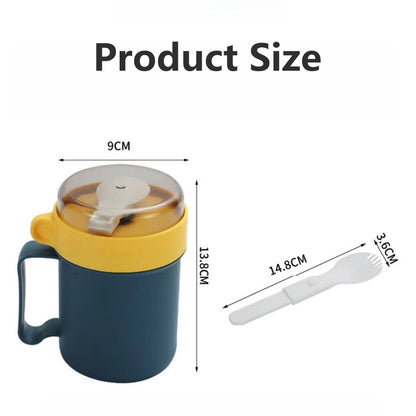 500ML Portable Breakfast Cups Oatmeal Cereal Nut Yogurt Salad Cup with Lid Spoon School Lunch Box Microwave for Kitchen Tools