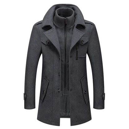 Woolen Overcoat 4XL Autumn Winter Mens Wool Trench Coats Fashion Middle Long Jacket Male Double Collar Zipper Coat Windbreak