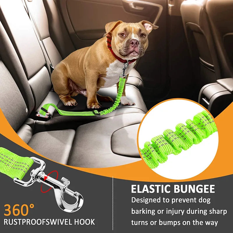 Pet Cat Dog Car Seat Belt Adjustable Safety Travel Clip Reflective Elastic Traction Rope French Bulldog Dog Accessories Supplies