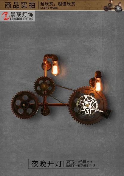 Industrial Style Wall Lamp Living Room Personalized Creative Gear Water Pipe Bedroom Decorative Wall Hangings Wall Retro Lamps
