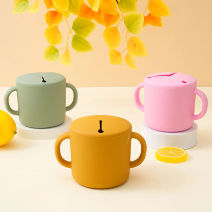 1PCS Baby Silicone Double Handle Snack Cup BPA Free Portable Feeding Food Baby Snack Container Baby Snack Box Cup Baby Stuff