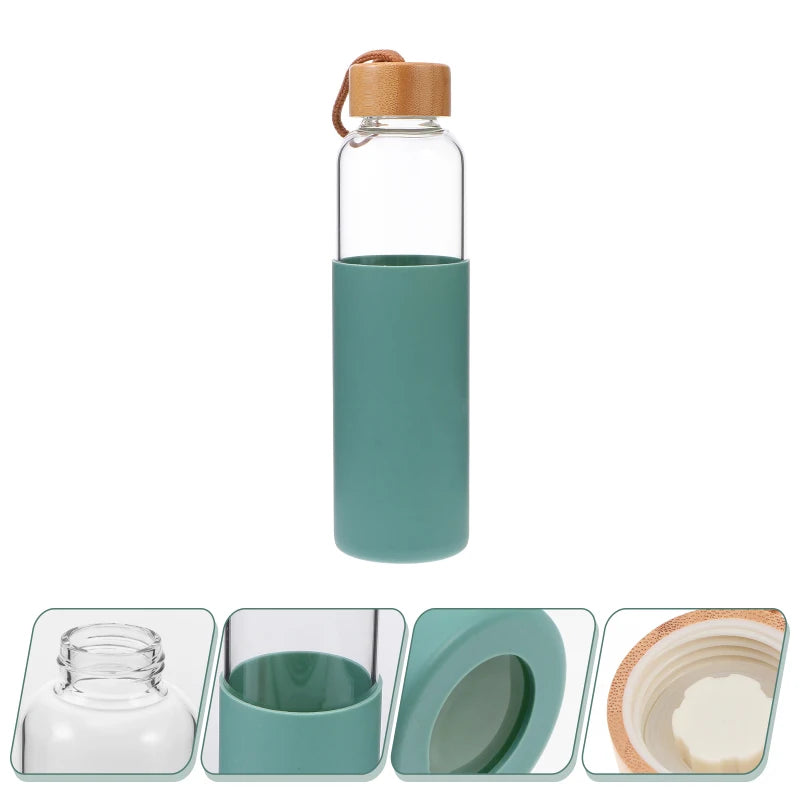 Outdoor Glass Cup Mini Water Bottles Student Water Bottles Portable Water Cup Drinking Cup With Bamboo Cover