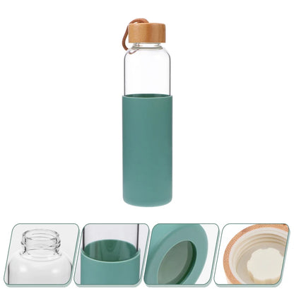 Outdoor Glass Cup Mini Water Bottles Student Water Bottles Portable Water Cup Drinking Cup With Bamboo Cover
