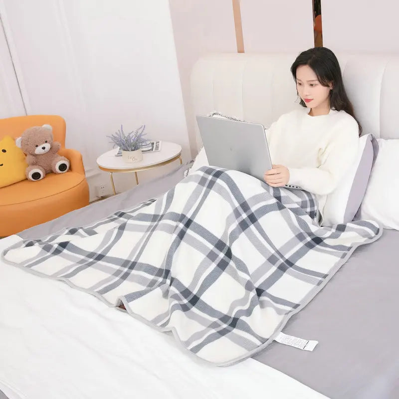 Wearable Plaid Blanket Fleece Doublelayer Blankets With Button Thicken Multifunction Winter Warm Throw Blanket For Sofa Bed