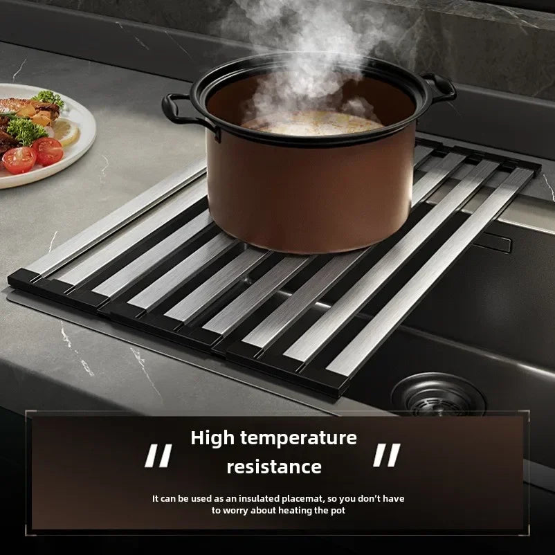 Roll up Dish Drying Rack Over The Sink for Kitchen Portable Aluminum Dish Rack Foldable Dish Drying Racks No rust No mildew New