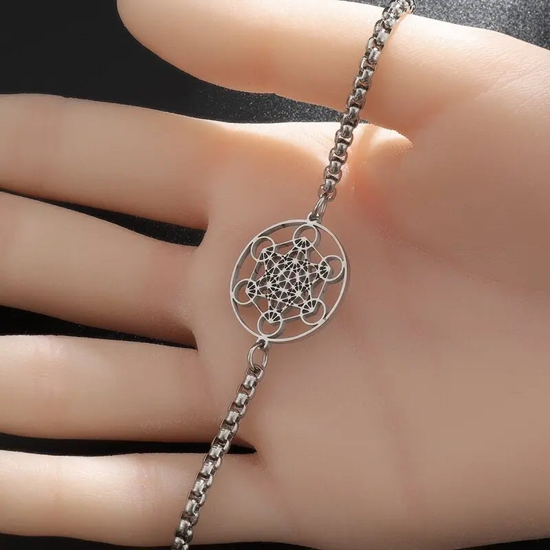 Angel Seal Archangel Metatron Cube Bracelet Women Men Salomon Box Chain Bracelet Stainless Steel Jewelry Gift