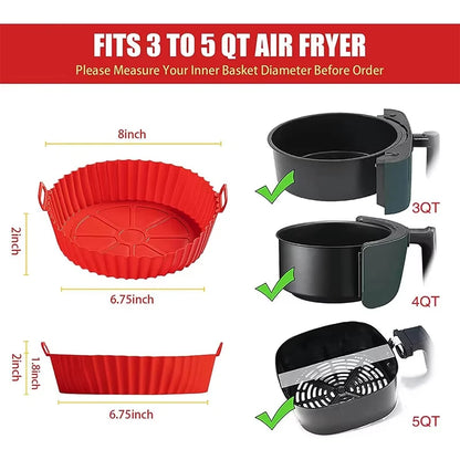 Reusable Silicone Air Fryer Liners Non-Stick Food-Safe Silicone Pot Silicone Air Fryer Liners Food Safe Non Stick Air Fryer Bask