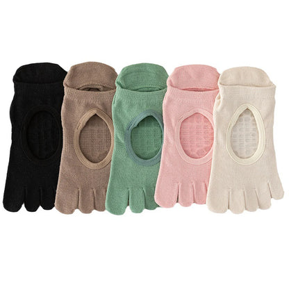 Yoga Socks for Women toe socks non slip Pilates class Hollow out Breathable anti-slip socks five fingers aerobics cotton socks