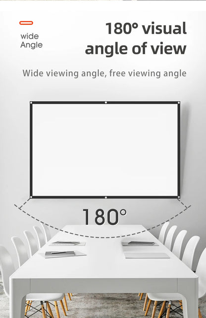 60-200 Inch Portable Foldable Projector Screen High Density White Less Creases Soft Projection Screen 16:9 Indoor Outdoor