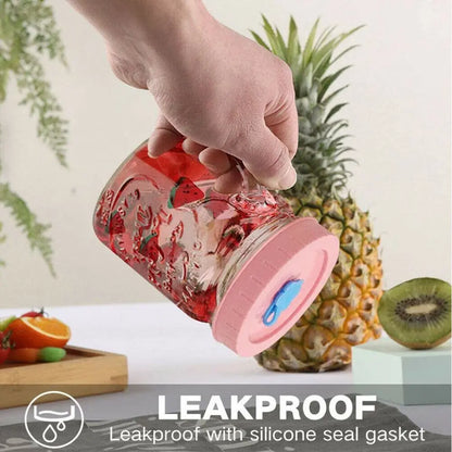 Universal Mason Jar Lids With Straw Hole 70mm Diameter Drinking Storage Cap Wide Mouth Leak Proof Kitchen Supplies