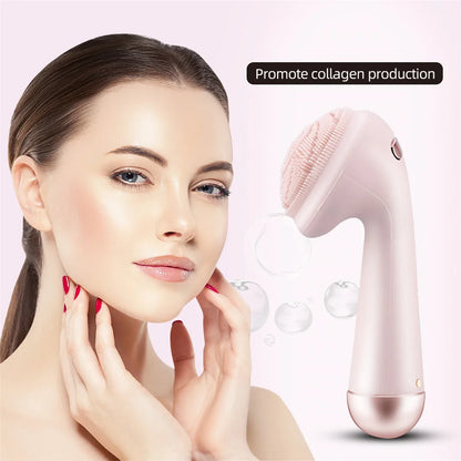 Electric Silicone Facial Brush Cleaner Vibration Roller Massage Pore Cleansing Instrument Waterproof Rechargeable Beauty Tool