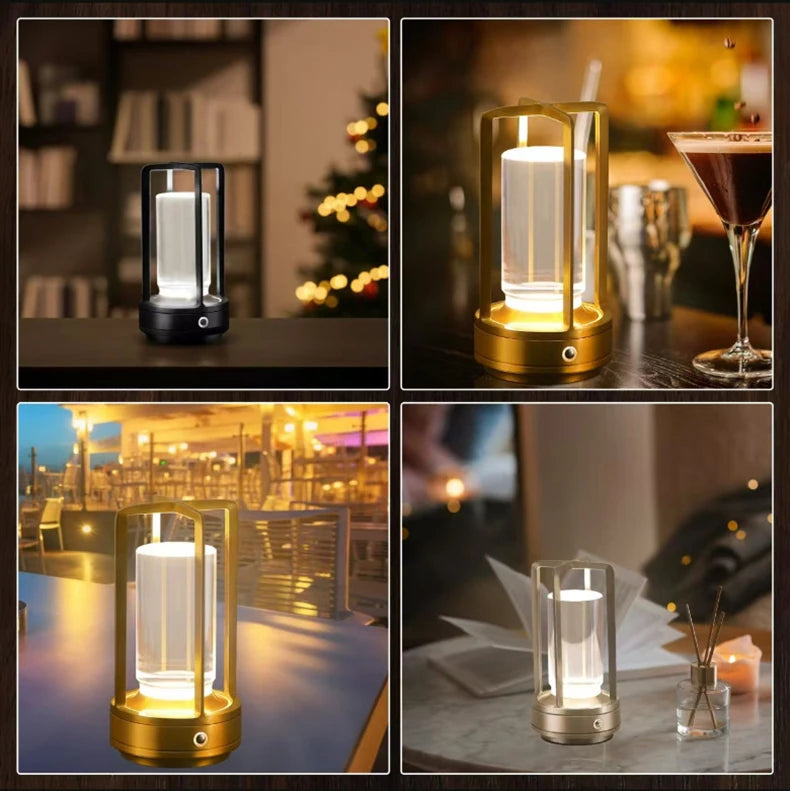 LED crystal table lamp Plastic Rechargeable touch night lamp Bedroom Bedside table lamp Restaurant decorative lamp