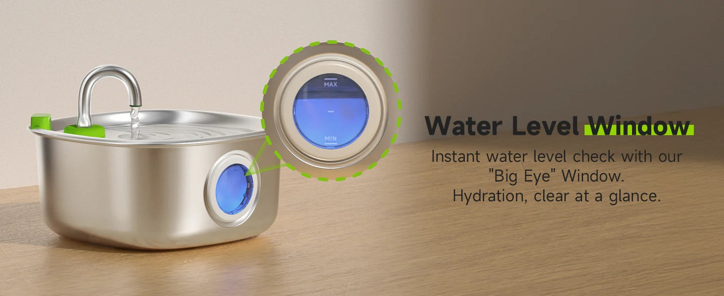 Apetdola 7L/236oz Dog Water Fountain Stainless Steel Dog Water Bowl Automatic Pet Drinker Water Dispenser for Multiple Pets