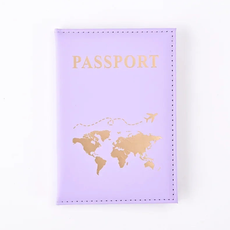 Travel Gold Passport Holder Cover Case for Women Men PU Leather Ticket Map Passport Covers Passport Protective Accessories