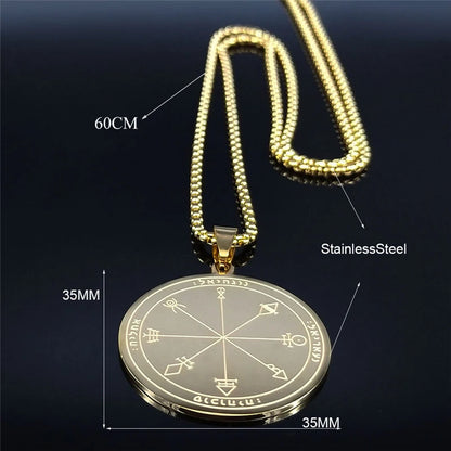 Talisman Of Protection Good Luck Wealth Seal Of Solomon Stainless Steel Necklaces Pendants Men Jewelry salomon hombre N4239
