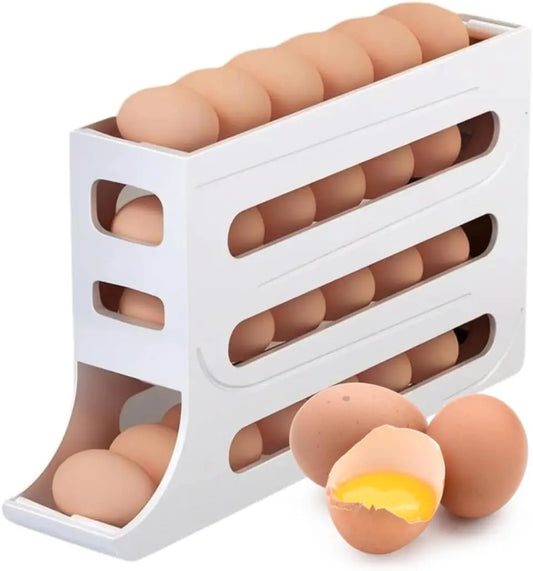 Egg Holder for Fridge, Egg Dispenser Auto Rolling Egg Tray Storage and Organizer, Space-Saving Egg Roller for Refrigerator