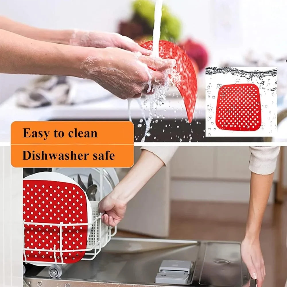 Reusable Air Fryer Liners 5QT or Bigger - Easy Clean Air Fryer  Dishwasher Safe Non Stick Parchment Paper Replacer