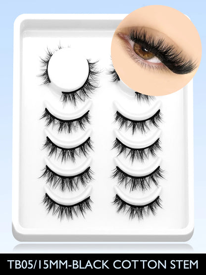 GROINNEYA Cat Eye Lashes Natural Look Mink Eyelashes Natural Look Faux Mink Wispy Soft Natural Clear Band Lashes Makeup