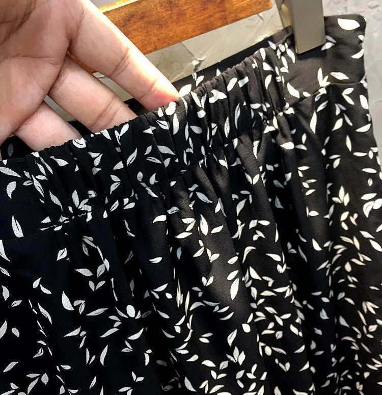 Floral Skirts for Women Midi Clothing Maxi Long Chiffon Flare Womens Skirt Fashion Chic and Elegant High Quality Aesthetic Trend