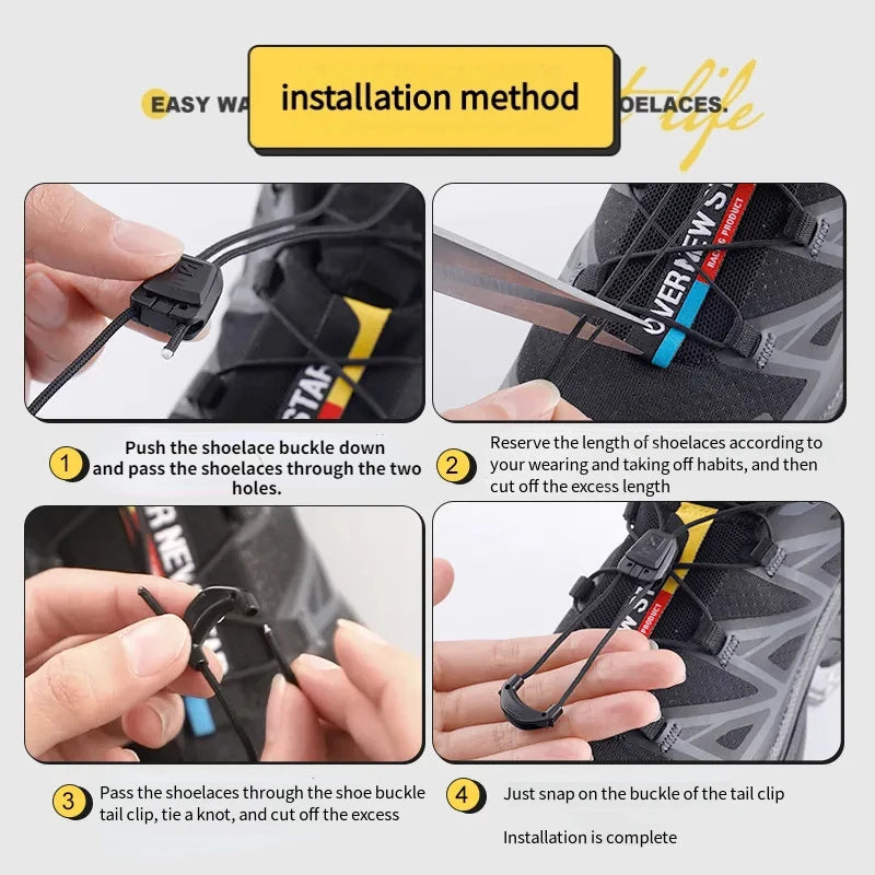 New Quick Lace Kit No Tie Round Tennis Shoe Laces Without Ties Adult Kids Quality Running Sneakers Shoelaces for Shoe Accessorie