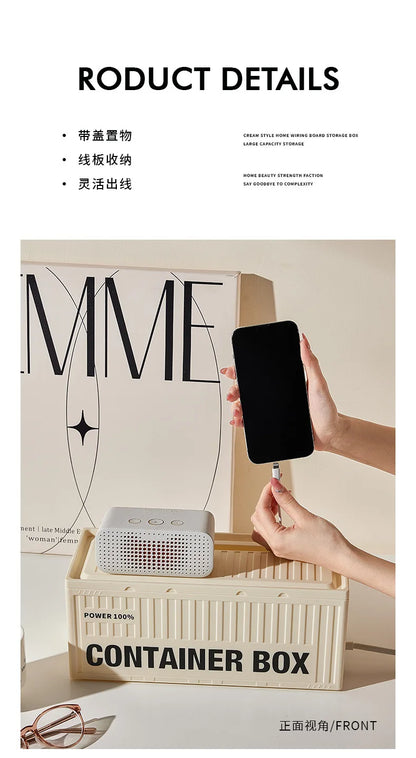 Cable Storage Box With Lid For Home Office High Capacity Cord Organizer Space Saving Desktop Socket Cable Management Box