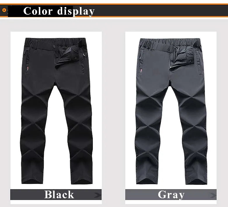New Elastic Mens Hiking Pants Summer Quick Drying Waterproof Breathable Ultra Thin Outdoor Climbing Trekking Mens Trousers PN69