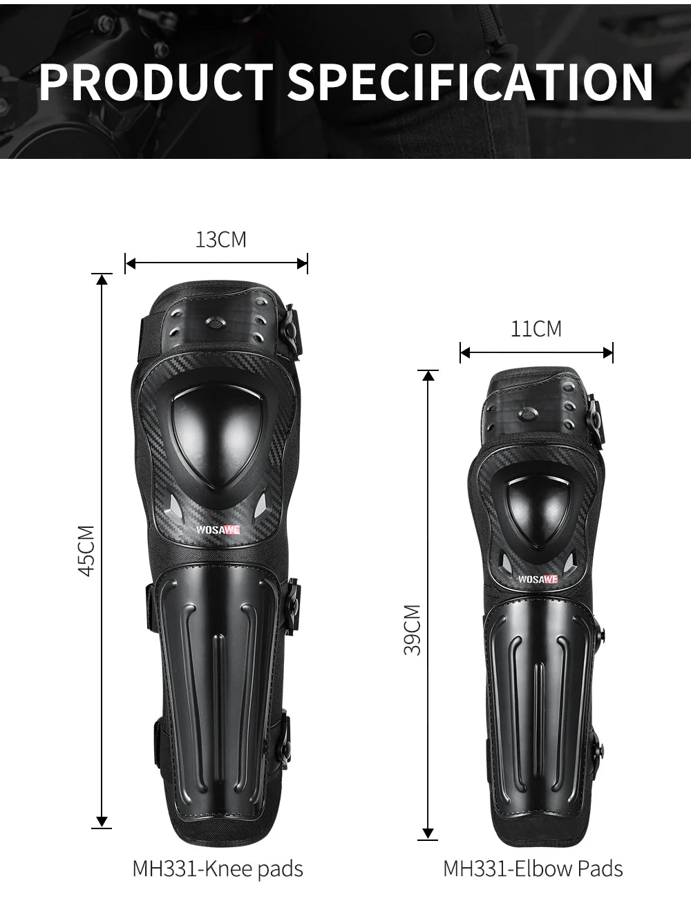 WOSAWE Motorcycle Knee Pads Protective Gear Equipment Motocross Protection Riding Elbow Guard Knee Pad Protector Kit