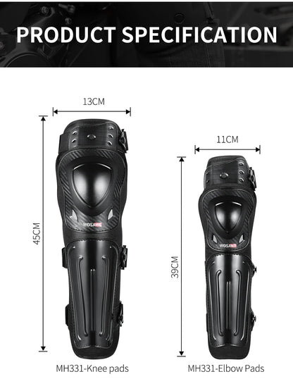 WOSAWE Motorcycle Knee Pads Protective Gear Equipment Motocross Protection Riding Elbow Guard Knee Pad Protector Kit