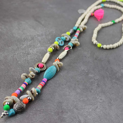 New Long Mobile Phone Straps Wood Beads String Anti-lost Phone Chain Neck Hanging Long Lanyard Keys USB Cell Phone Rope