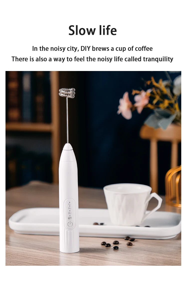 BINCOO Electric Milk Foamer Blender Stainless Steel Handheld Milk Frother Wireless Coffee Whisk Mixer Egg Beater Kitchen Tools