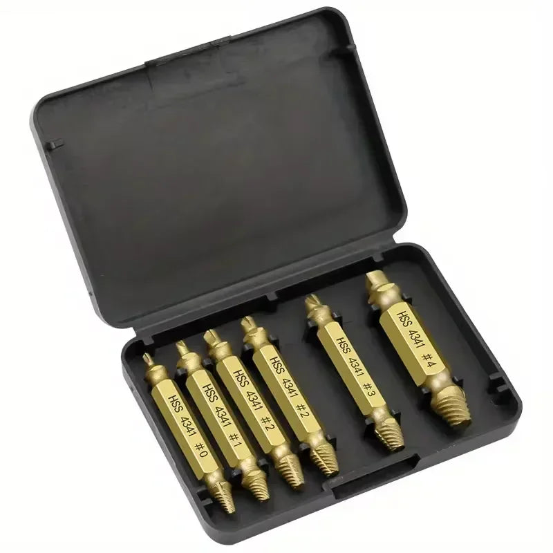 Broken Screw Remover Set Damaged Screw Extractor Set Broken Stripped Remover Screws Removal Tool HSS Nuts Drill Bit Tools