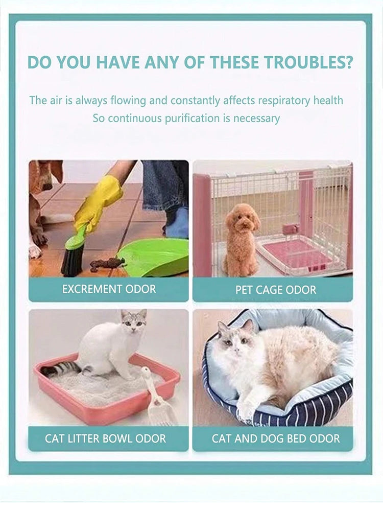 Pet Odor Eliminator Cat Litter Deodorizer Air Purifier For Dogs And Cats Odor Removal For Fresh Air Household Electric Air
